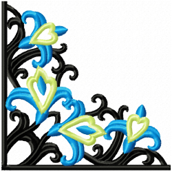 Floral Filigree Corners Embroidery Design 2